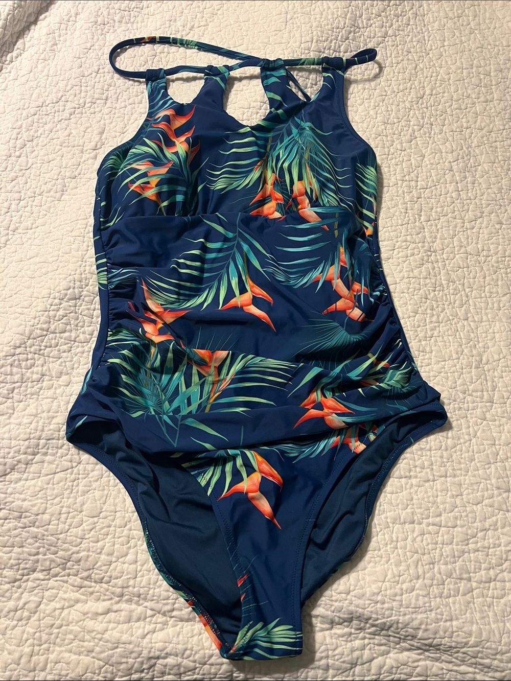 New Navy Tropical One-Piece Swimsuit